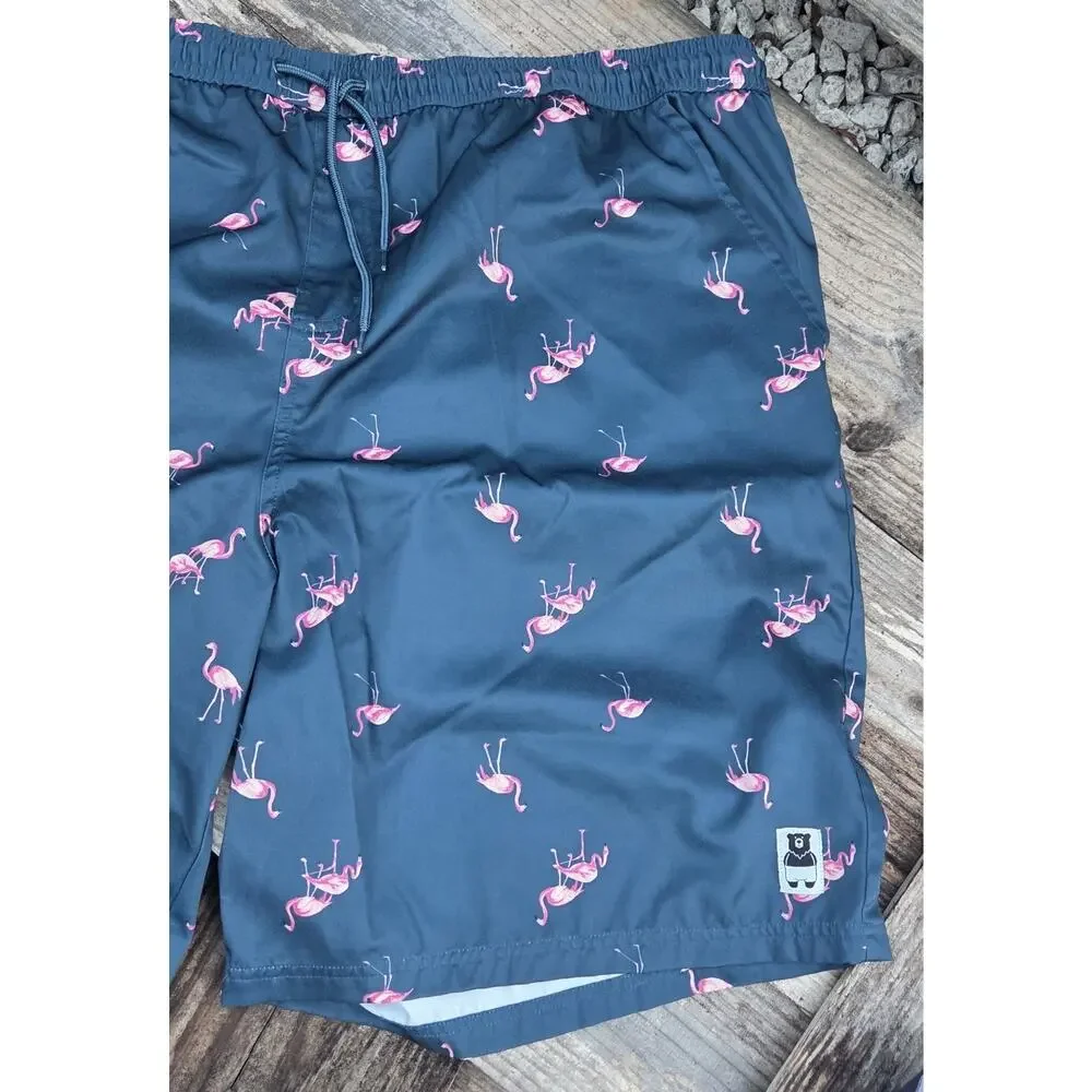 MEEKOS BY KING SIZE big and tall flamingo vacation wear swim trunks 3X shorts
